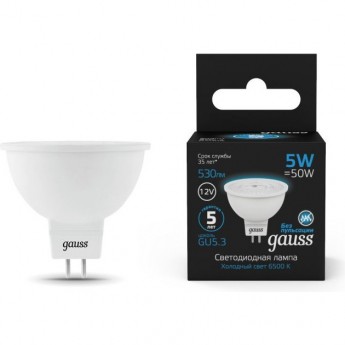 Лампа GAUSS BLACK MR16 12V 5W 530LM 6500K GU5.3 LED 1/10/100