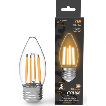 Лампа GAUSS FILAMENT Свеча 7W 550lm 2700К Е27 LED