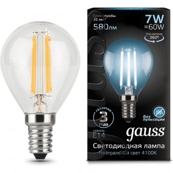 Лампа GAUSS LED BLACK FILAMENT GLOBE E14 7W 4100K Лампа GAUSS LED BLACK FILAMENT GLOBE E14 7W 4100K