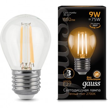 Лампа GAUSS LED BLACK FILAMENT GLOBE E27 9W 2700K Лампа GAUSS LED BLACK FILAMENT GLOBE E27 9W 2700K