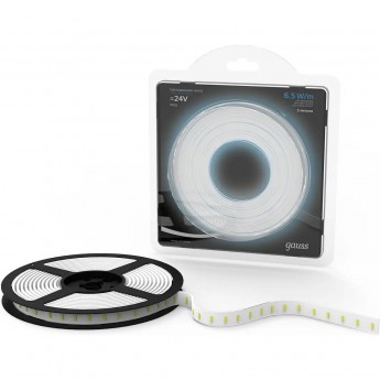 Лента GAUSS LED 2835/120-SMD 6.5W 24V DC 600lm/m 5000K IP65 (блистер 5м)