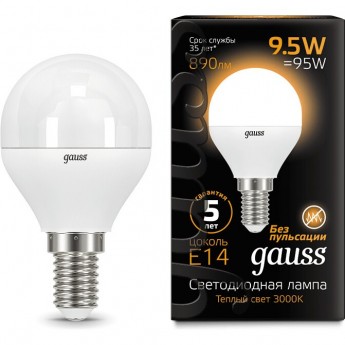Светодиодная лампа GAUSS LED BLACK GLOBE E14 9.5W 3000K